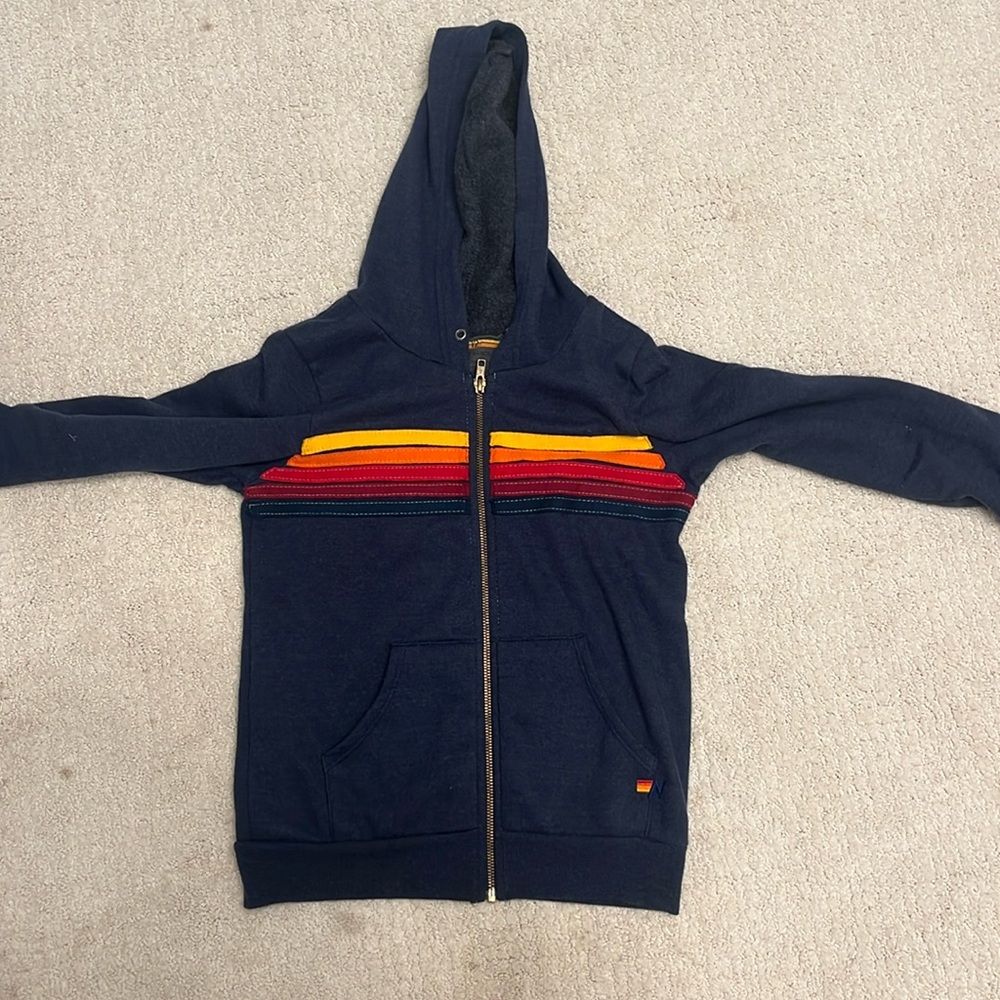 Aviator Nation Striped Zip Up Hoodie